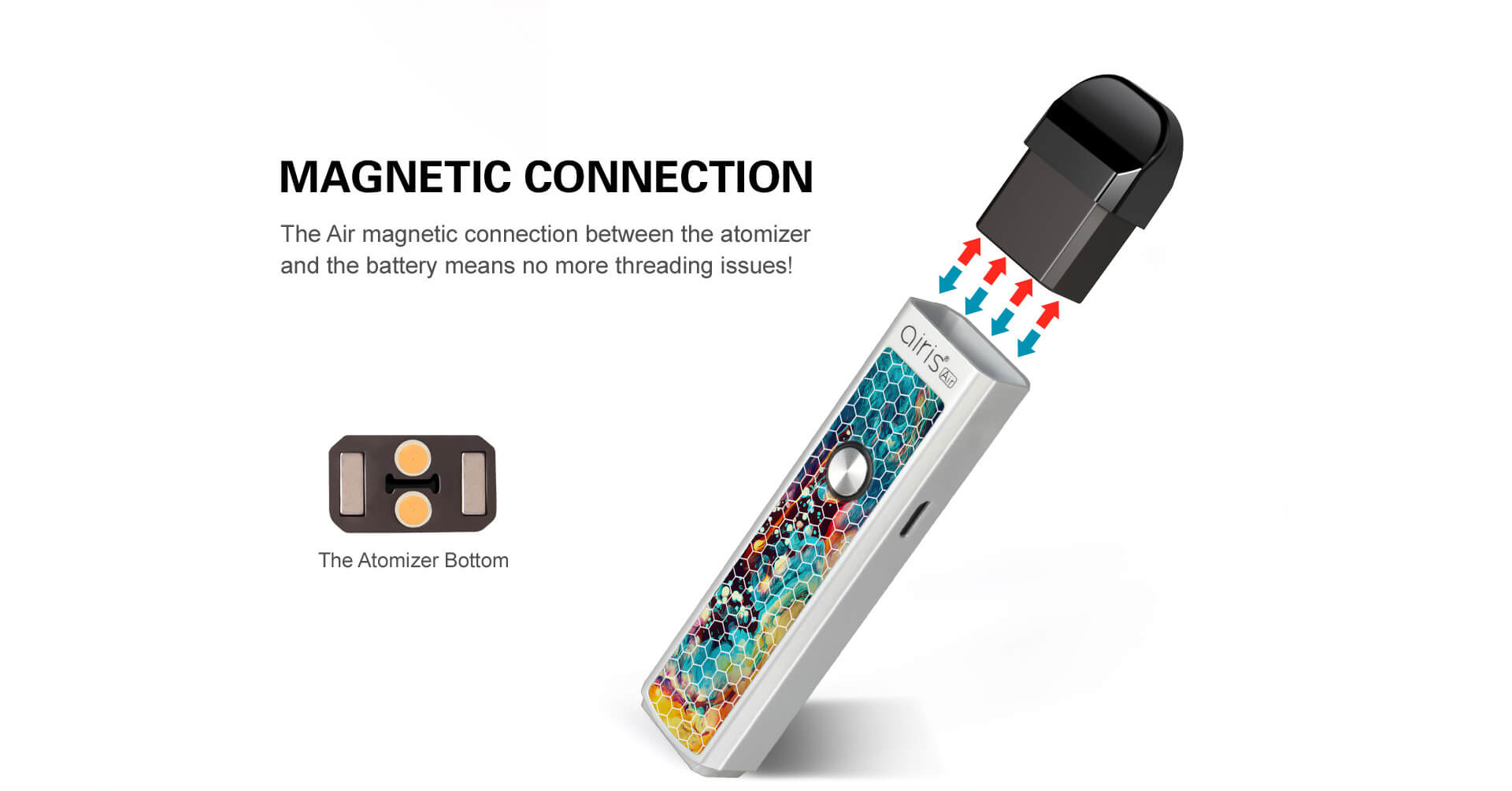Close-up of Airis Air vape pen's compact design and ceramic heating chamber