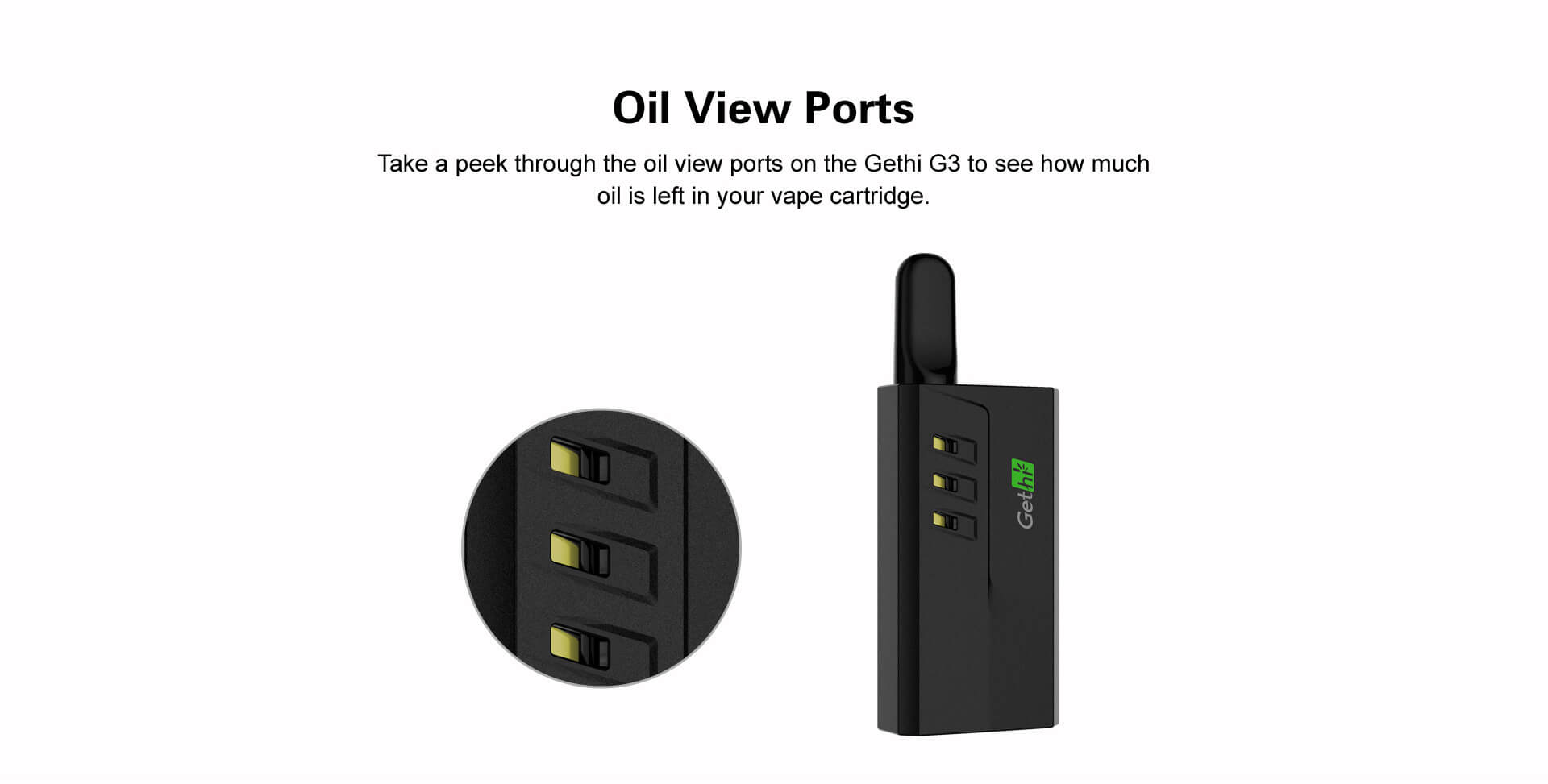 Gethi G3 vaporizer accessories including charger, mouthpiece, and cleaning tools