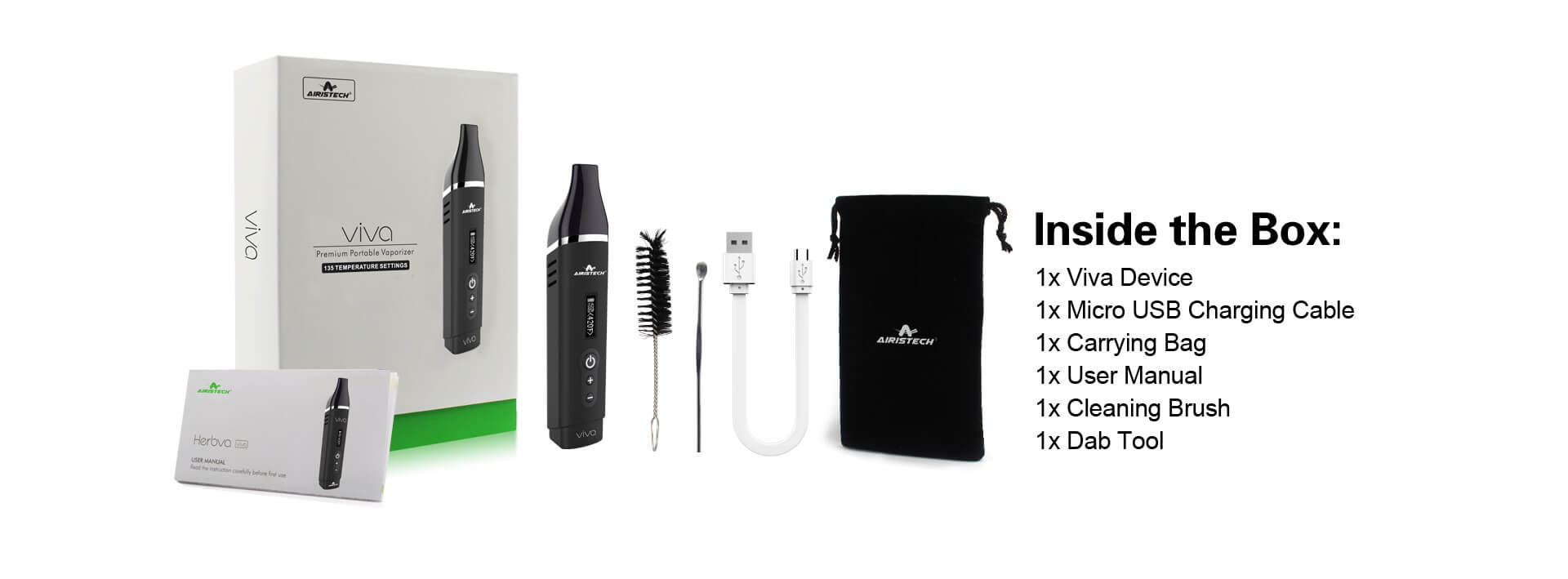 Herbva Viva vaporizer packaging with logo and product details