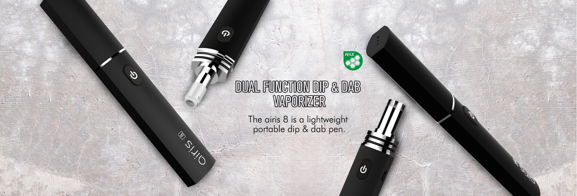 Airis 8 portable vaporizer with sleek design, advanced features for both dry herb and concentrate