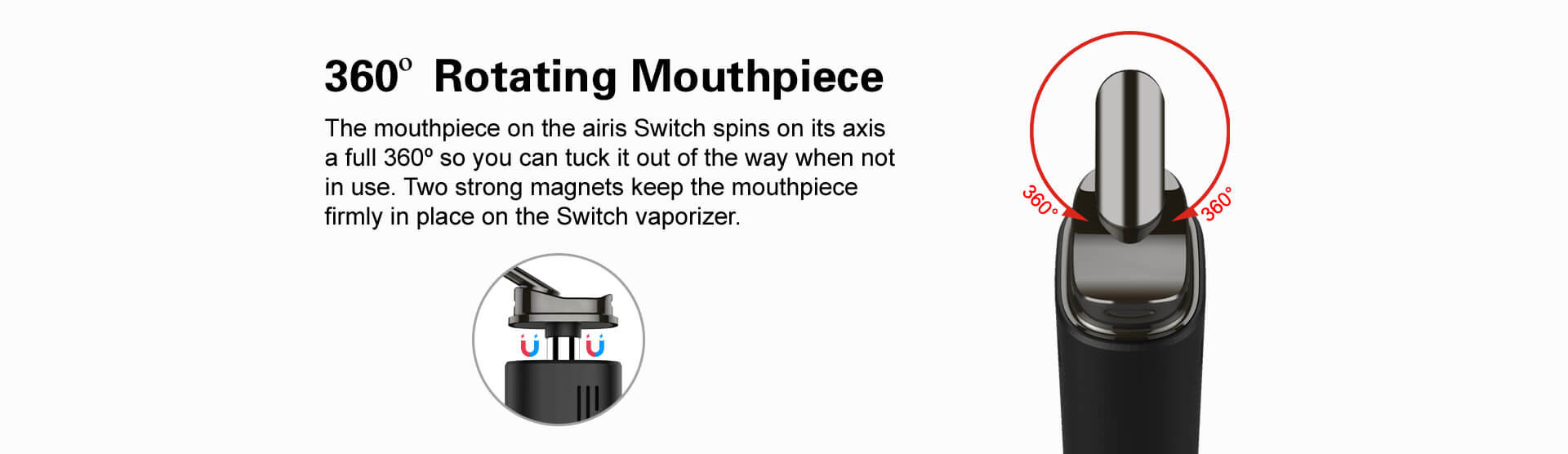 Close-up of Airis Switch vaporizer's dual-use design for dry herb and concentrate