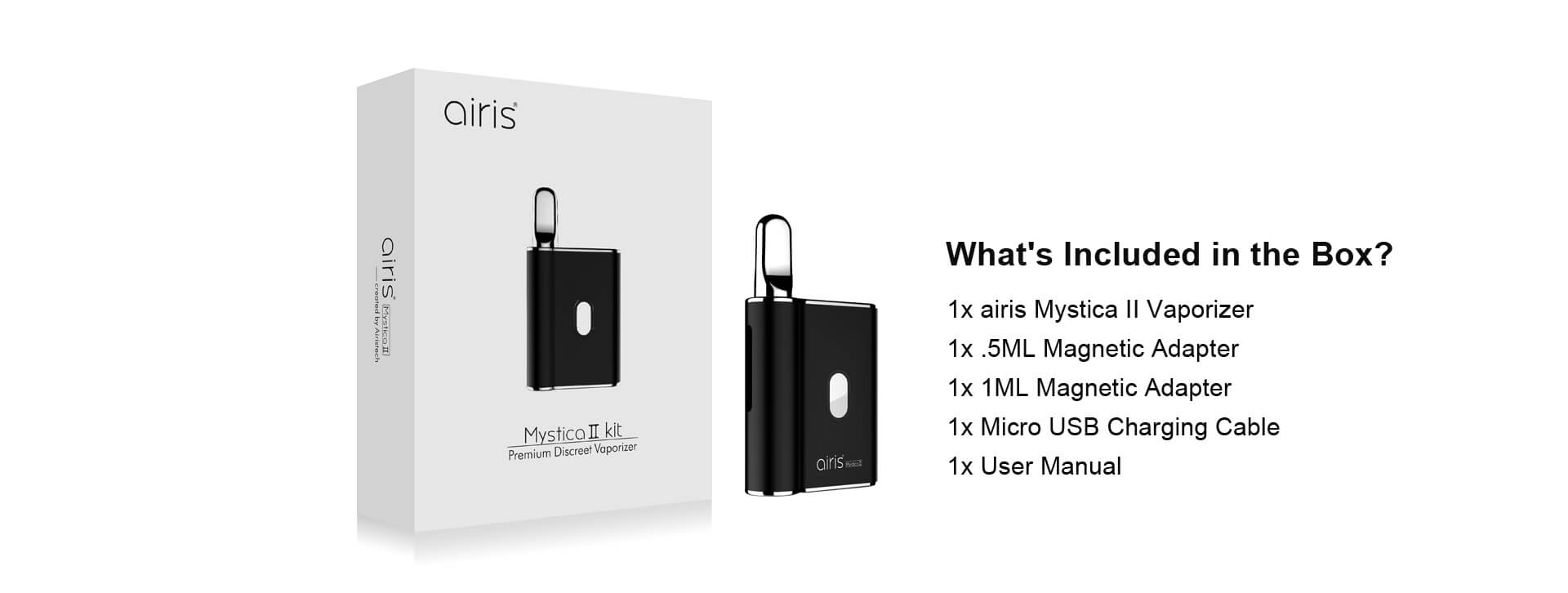 Airis Mystica 2 vaporizer packaging with brand logo and product information