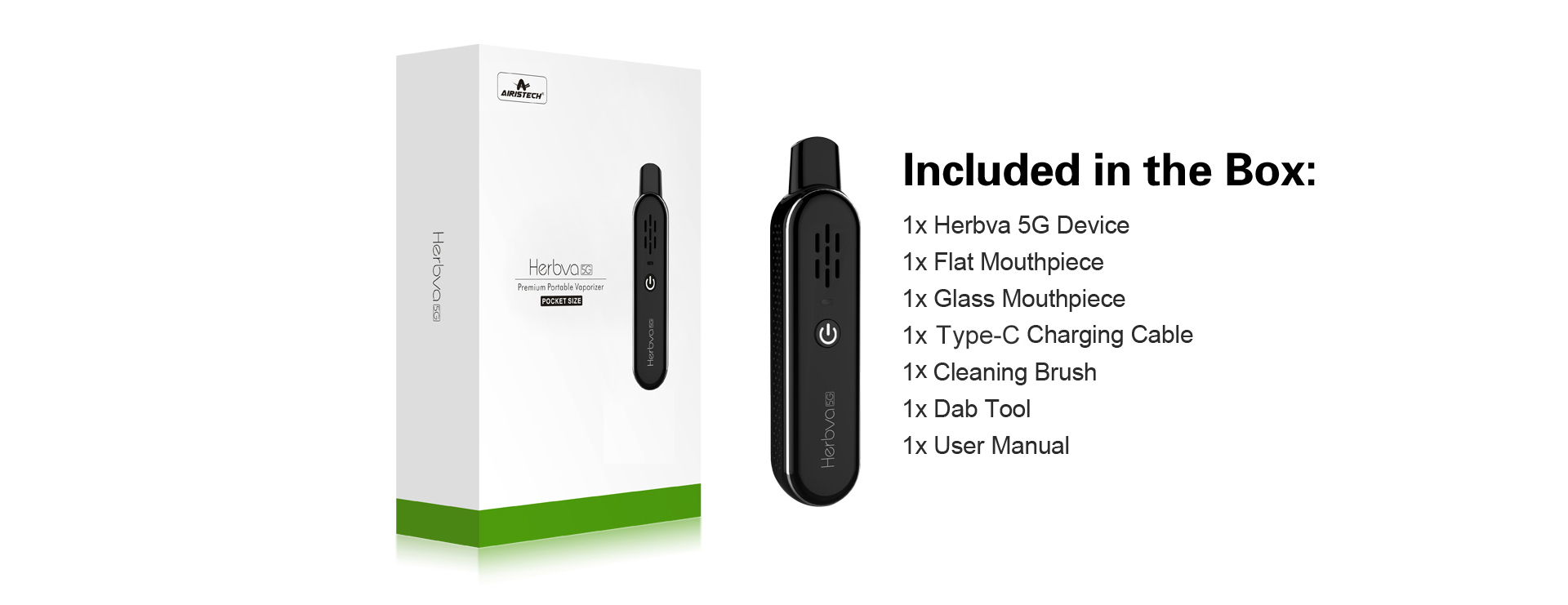 Airistech Herbva 5G vaporizer packaging box with logo