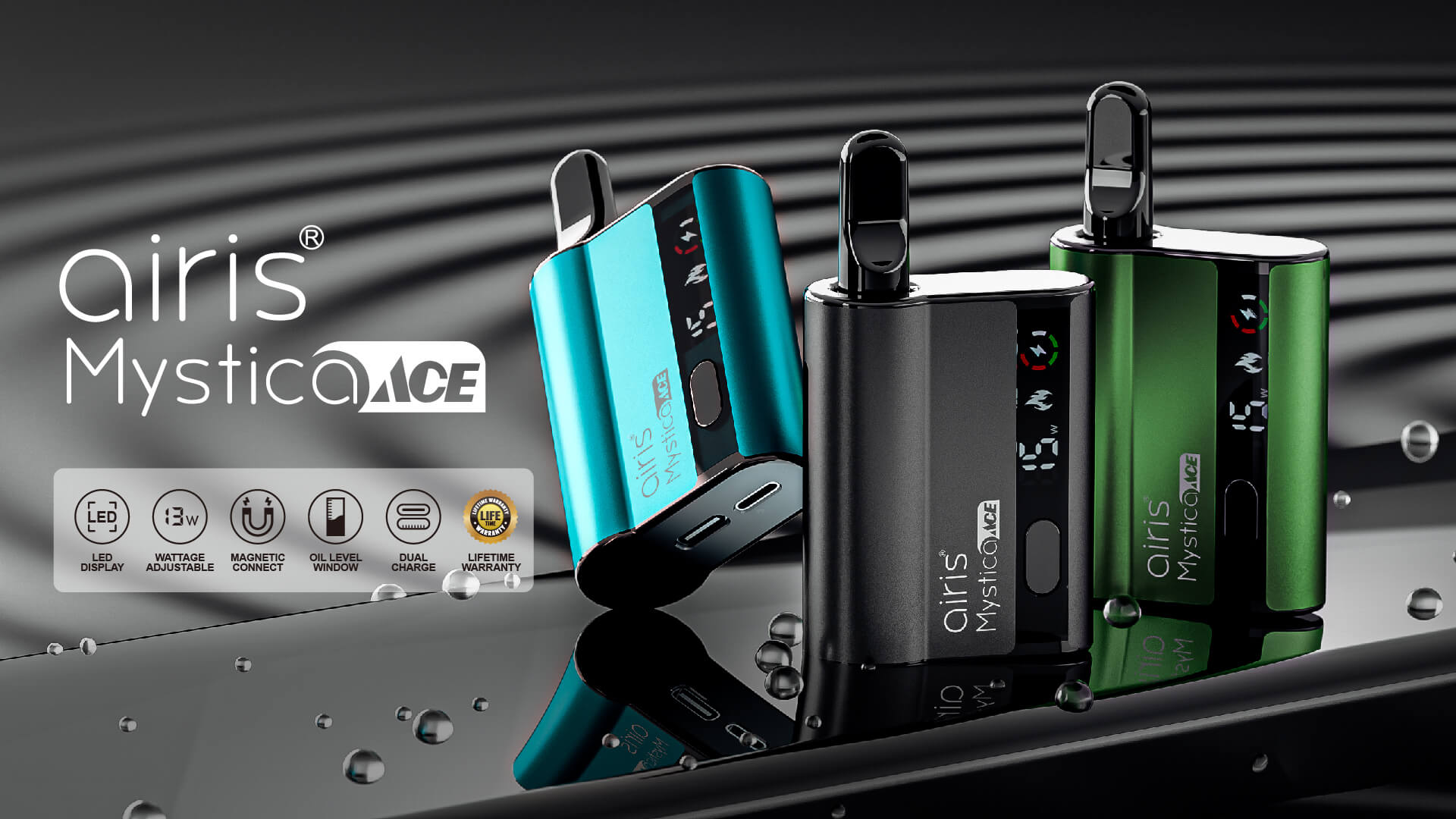 Airis Mystica Ace portable vaporizer with sleek design and advanced features for both dry herb and concentrate