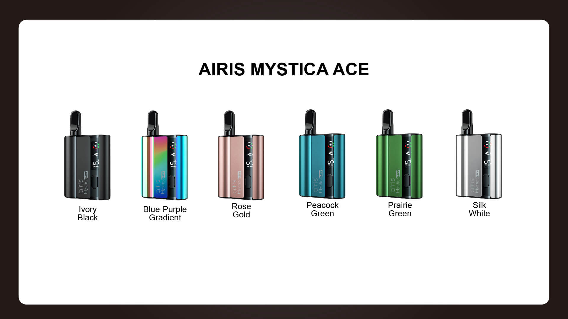 Airis Mystica Ace vaporizer packaging with logo and product information 