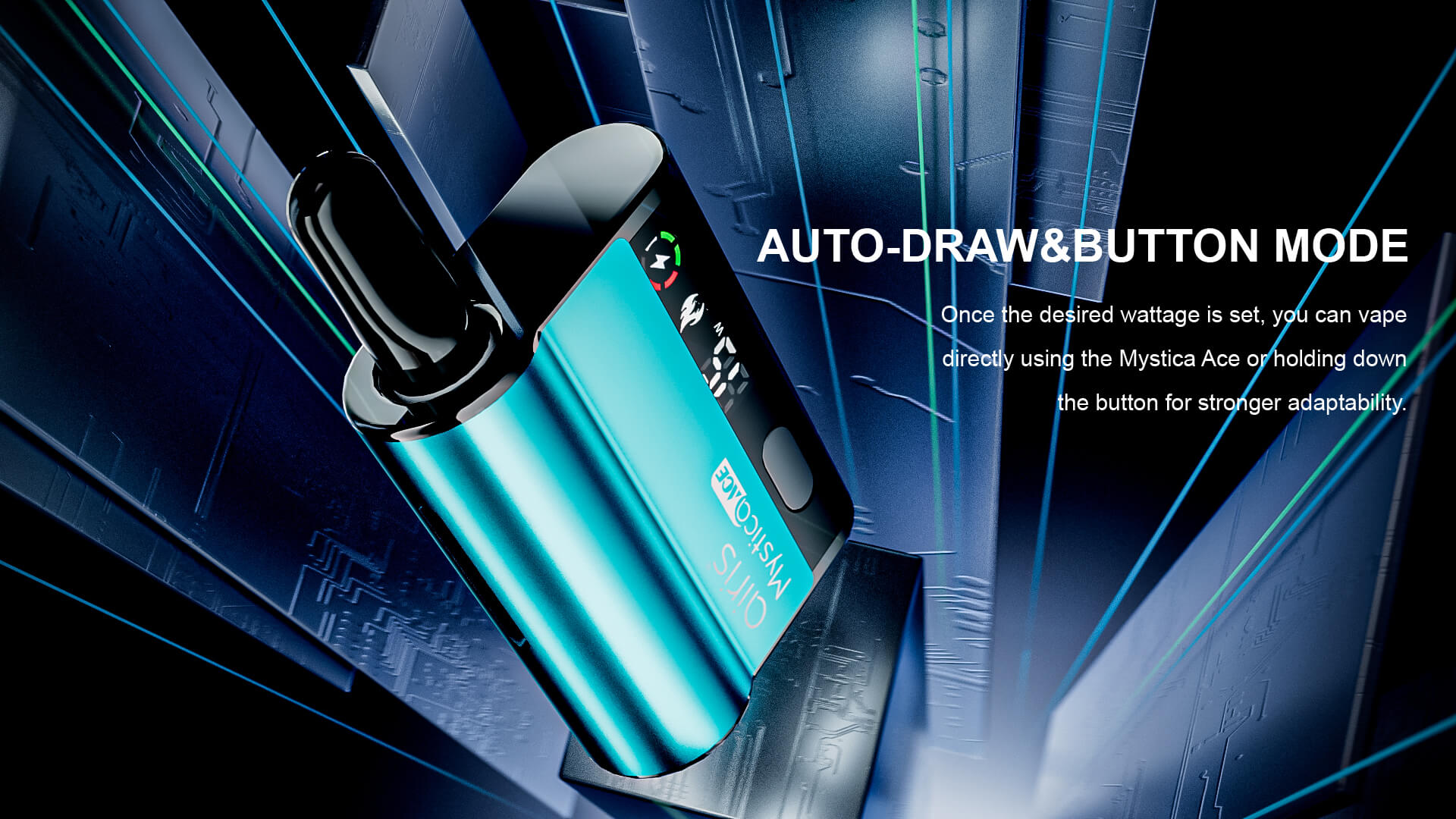 User vaping with Airis Mystica Ace vaporizer, enjoying smooth and flavorful vapor from dry herb and concentrate 