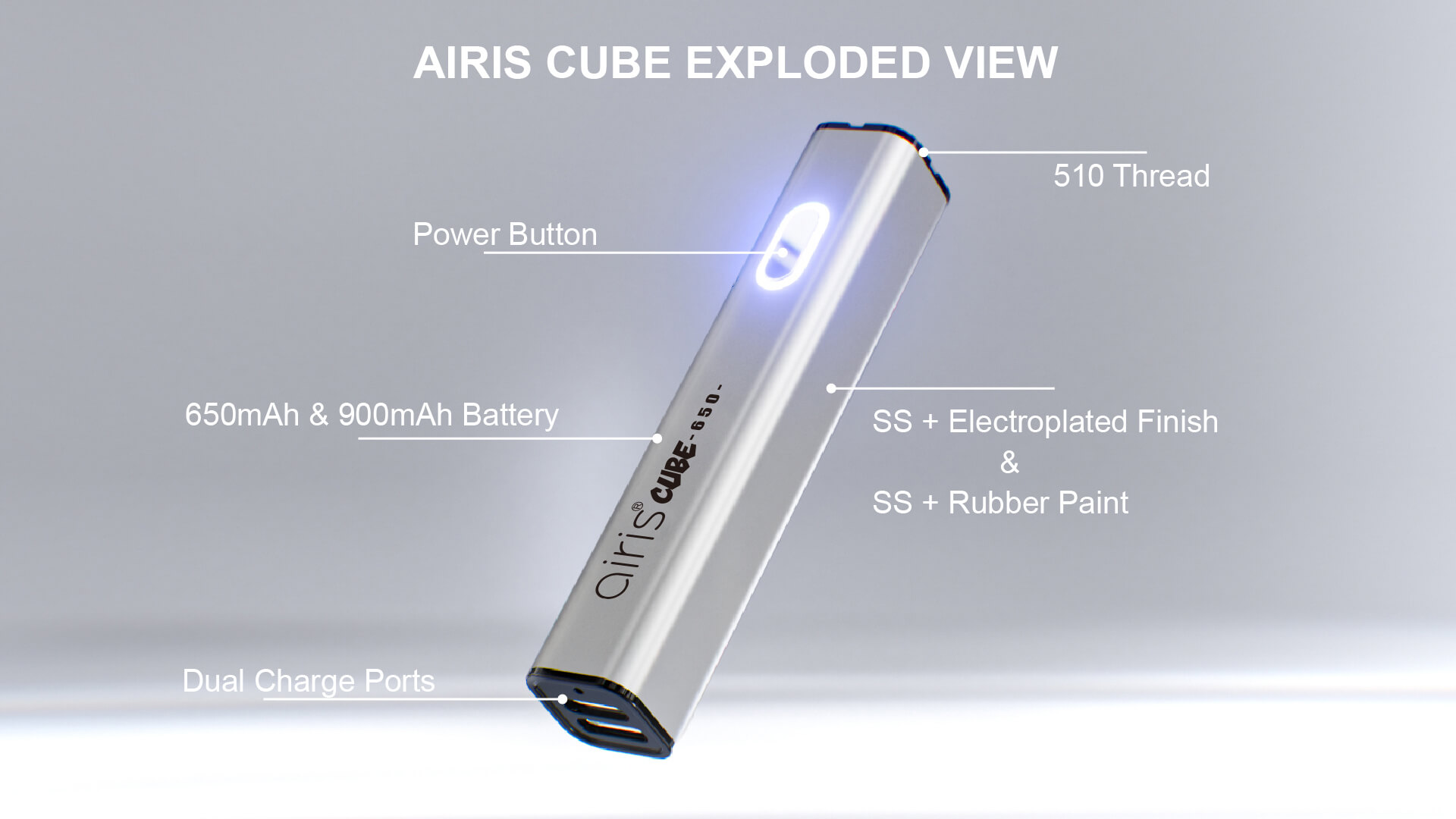Close-up of Airis Cube vaporizer's advanced heating chamber and ergonomic controls 