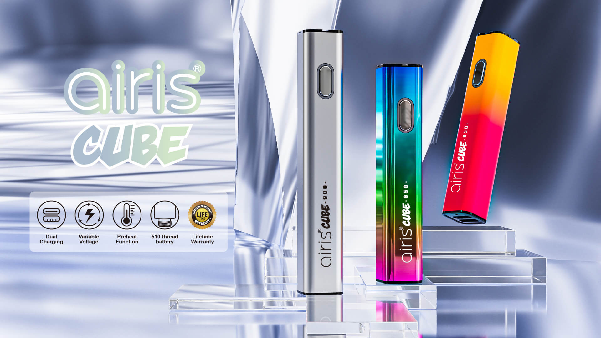 Airis Cube portable vaporizer with compact, cube-shaped design for smooth, flavorful vapor