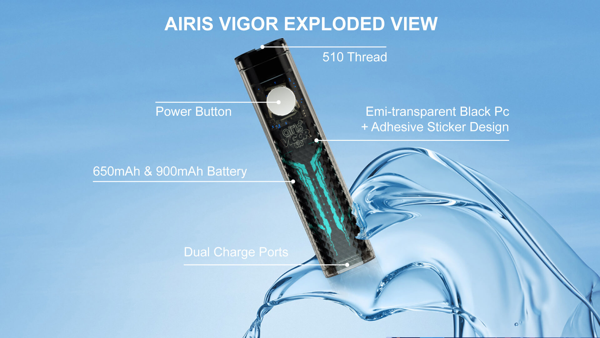 User enjoying smooth vapor with Airis Vigor portable vaporizer for dry herb and concentrate