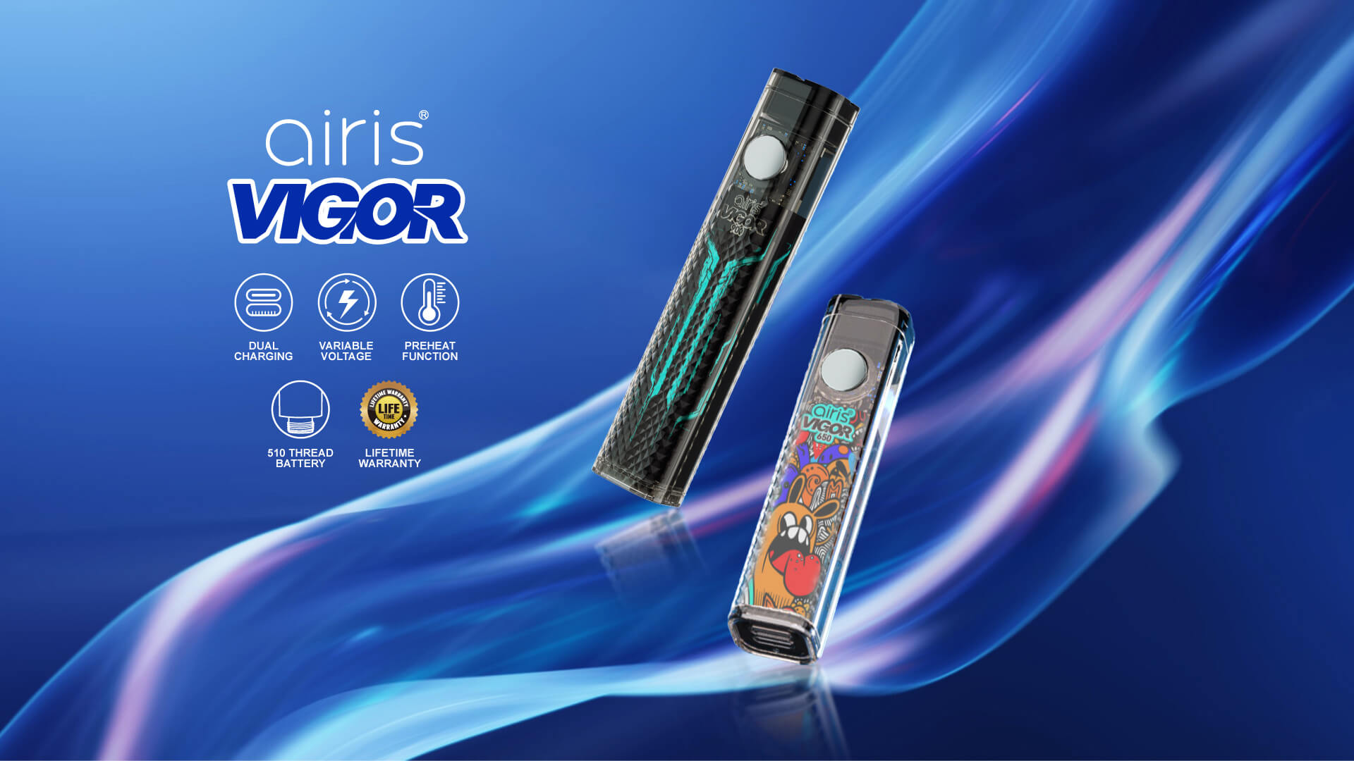 Airis Vigor portable vaporizer with sleek design and advanced features for dry herb and concentrate